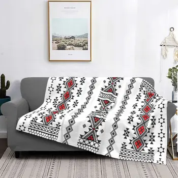 3D печат Kabyle килим одеяла дишаща мека фланела зимна бохемия Amazigh берберски хвърлят одеяло за диван дома легло подаръци - Изображение 1  