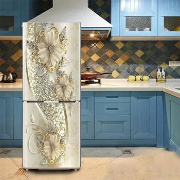 3D самозалепващи PVC камина тапет за хладилник кухня декор хладилник капак стикер водоустойчив сменяеми DIY стена Decal - Изображение 2  