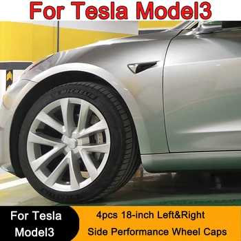 4PCS HubCap Performance Резервна капачка на колелото 18-инчова капачка на автомобилната главина Аксесоари за капак на джантата за Tesla Model 3 2019-2023 - Изображение 1  