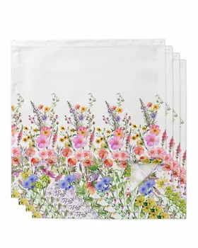 4бр цвете акварел ръчно рисувани салфетки за маса кърпа комплект кухня вечеря чай кърпи маса мат сватба декор салфетки - Изображение 1  