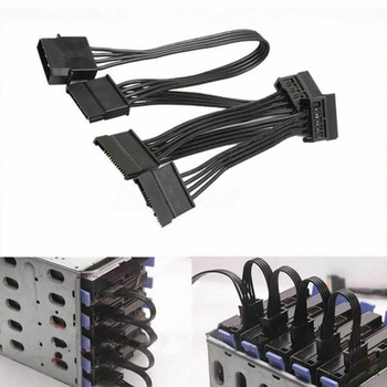 5 броя 4Pin Ide 1 до 5 Sata 15Pin твърд диск захранване сплитер кабел кабел за DIY Pc Sever 4-пинов до 15-пинов 60Cm - Изображение 2  