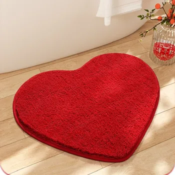  50 * 60 см Любов сърце форма изтривалка нехлъзгащи се меки тласък етаж мат баня етаж площ килим за хол постелки изкуствена рошав килими - Изображение 1  