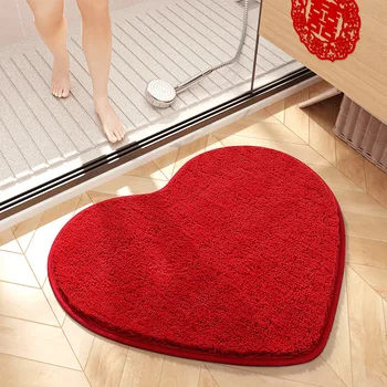  50 * 60 см Любов сърце форма изтривалка нехлъзгащи се меки тласък етаж мат баня етаж площ килим за хол постелки изкуствена рошав килими - Изображение 2  