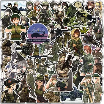 50pcs аниме армия женски войник стикери за преносими компютри стена лаптоп канцеларски материали водоустойчив специални сили стикер - Изображение 1  