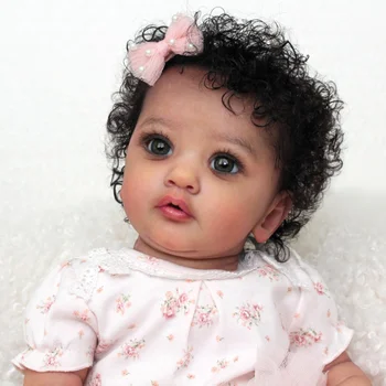 55см Преродена бебешка кукла Аяна принцеса момиче ръчно изработена черна къдрава коса черна кожа с видими вени в кукла за картинно изкуство - Изображение 2  