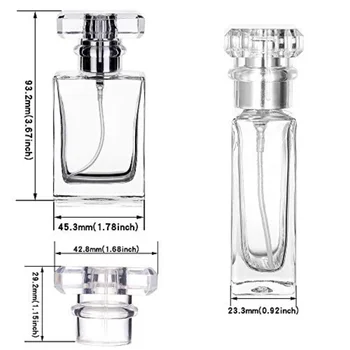 6pcs 30ml / 1Oz прозрачна многократна парфюмна бутилка преносима квадратна празна стъклена бутилка за парфюм пулверизатор със спрей апликатор - Изображение 2  