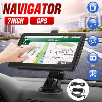 7 инчов автомобил GPS навигация сензорен екран GPS навигатор камион сенник Sat Nav 8GB-128MB 2020 Америка Европа карта GPS навигатори Нови - Изображение 1  