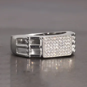 925 Сребърен пръстен Micro Pave Cz изявление Квадратни годежни пръстени Фини бижута - Изображение 2  