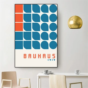 Abstract Bauhaus Изложба Плакати Модерна геометрична скандинавска стена Платно живопис Картини за декорация на хол - Изображение 2  
