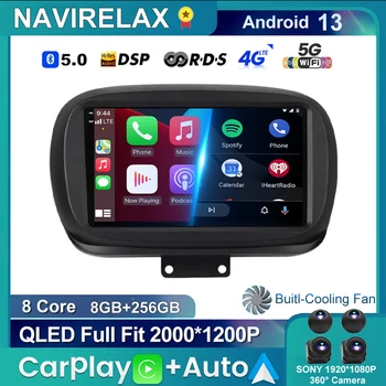 Android 13 мултимедийно видео за Fiat 500X 2014 - 2020 навигация SWC стерео плейър радио DSP 360 BT IPS авторадио единица QLED - Изображение 1  