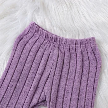 Baby Girl Pants Set Outfits Infant Ribbed Knit Rompers Flare Pants Infant Girl Fall Winter Spring Clothes - Изображение 2  