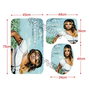 Beyonce 3D завеси за душ водоустойчива завеса за баня против хлъзгане Комплект за баня Тоалетни килими Килим Домашен декор T02 - Изображение 2  