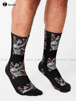 Bruce Lee Чорапи Жълти чорапи 360° Дигитален печат Персонализиран потребителски унисекс Възрастен Teen Младежки чорапи Персонализиран подарък Streetwear - Изображение 2  