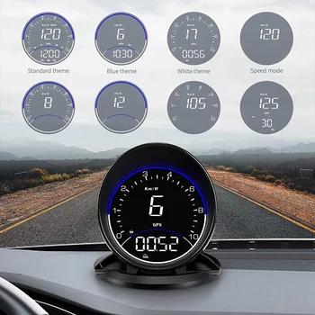 Car HUD Head Up дисплей с GPS скорост MPH, цифров GPS скоростомер посока посока компас,Overspeed аларма HD дисплей - Изображение 2  
