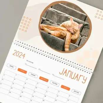 Cat Butt Календар Изящен календар на котешкото дупе Смешни месеци на цяла страница върху дебела здрава хартия Причудлив стенен планировчик за котка - Изображение 2  