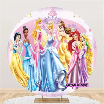 Disney Dreamy Princess Декорация за рожден ден Фотография Фонове Персонализирана кръгла корица Карикатура момичета Бебе душ маса покритие - Изображение 2  