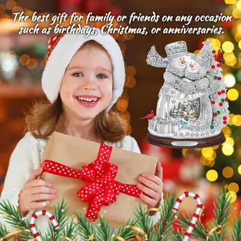 DIY диамантена живопис настолен орнамент снежен човек Дядо Коледа коледно дърво кристал бродерия мозайка изкуство занаят за хол - Изображение 2  