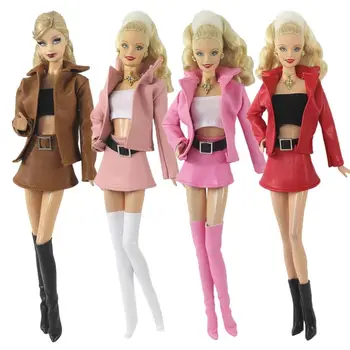 Doll Casual Wear PU кожено яке палто пола за 1/6 BJD кукли ръчно изработени женски кукли дрехи за 30cm кукла DIY аксесоари - Изображение 2  