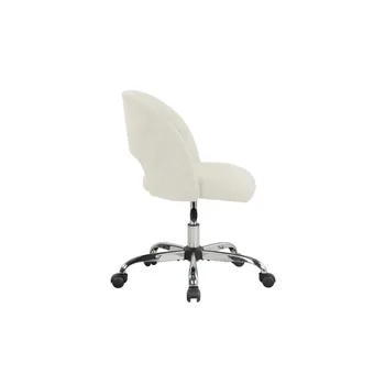 Fabric тапициран отворен заден офис стол с колела, ванилия - Изображение 2  