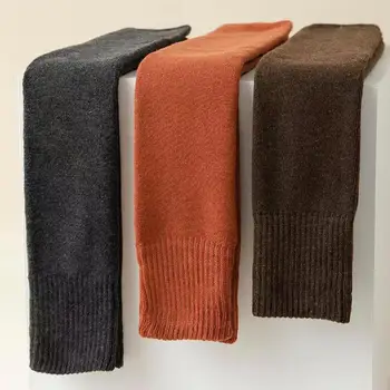 Fleece Leg Warmers Дамски плетени крака нагреватели дебели руно зимни чорапи за високи ботуши плътен цвят участък по-горе за есента - Изображение 1  