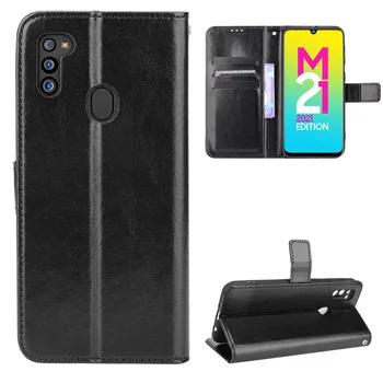 Flip портфейл PU кожен калъф за Samsung Galaxy M21 2021 / Samsung M352 M22 M53 калъф за мобилен телефон с държачи за слотове за карти - Изображение 1  