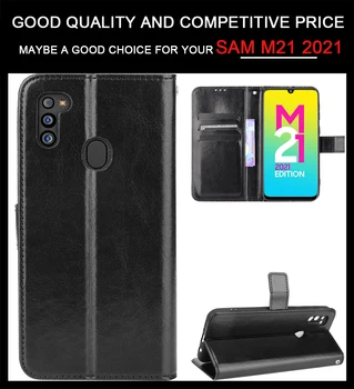 Flip портфейл PU кожен калъф за Samsung Galaxy M21 2021 / Samsung M352 M22 M53 калъф за мобилен телефон с държачи за слотове за карти - Изображение 2  