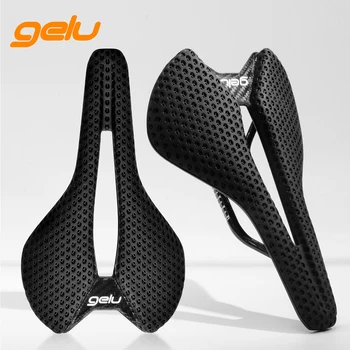 Gelu велосипед 3D отпечатан седло от въглеродни влакна Ultralight 166g куха удобна възглавница от пчелна пита пътен велосипед MTB дишаща седалка - Изображение 1  