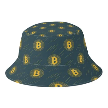 Gold Bitcoin рибар шапки жена мъж случайни cryptocurrency есен кофа шапка туризъм Boonie шапка подарък - Изображение 1  