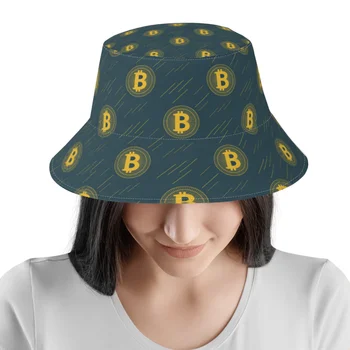 Gold Bitcoin рибар шапки жена мъж случайни cryptocurrency есен кофа шапка туризъм Boonie шапка подарък - Изображение 2  