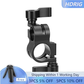  HDRIG Стандартна скоба за прът 15 мм до 19 мм адаптер перпендикулярен релсов блок за DSLR камера клетка Rig - Изображение 1  