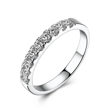HELON Moissanite пръстен 925 стерлинги сребърен пръстен кръг VVS / DEF цвят лаборатория отглеждани диамант годежен пръстен за жени фини бижута - Изображение 2  