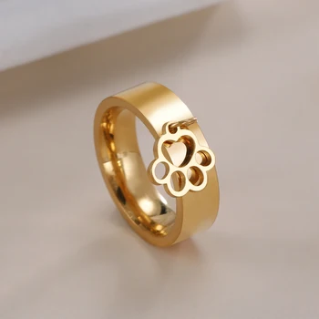 Kkjoy мода златен цвят сладък котка лапа печат висулка пръстен за жени парти бижута аксесоари подаръци за любовник на едро 2023 ново - Изображение 2  