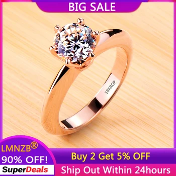 LMNZB Fine Rose Gold Цвят Тибетски сребърен пръстен Луксозен кубичен цирконий сватбена лента пръстени за жени модни аксесоари - Изображение 1  