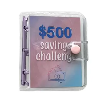 Mini Binder спестяване предизвикателство бюджет Enveloppe портфейл 500 долара Loose-Leaf тетрадка плановик Cash Binder Организатор - Изображение 1  
