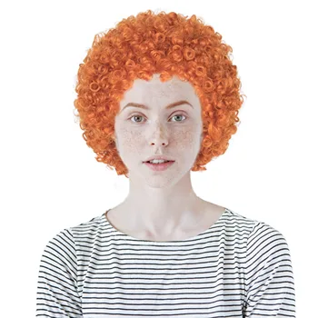 Miss U Hair Short Curly Orange Afro Wig Cosplay Halloween Wig Synthetic Fluffy Girls Women - Изображение 1  