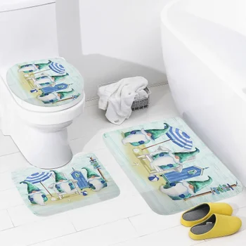 Non хлъзгане душ мат баня килим душ ретро стил декорация вода абсорбираща вана килим тоалетна покритие декорация капак - Изображение 2  