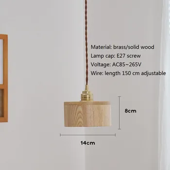 Nordic Modern Wood висулка осветление лампа таванско помещение месинг тела за кухня ресторант бар LED висящи светлина дома декорация Лампара - Изображение 2  