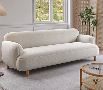 Nordic крем стил диван, модерен прост малък апартамент, хол, прав ред, техническа тъкан - Изображение 1  