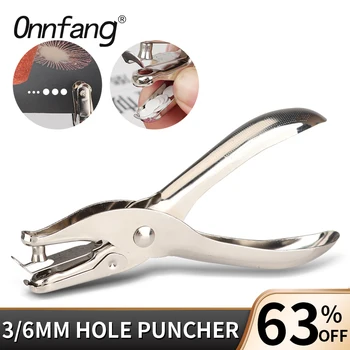 Onnfang дупка перфоратор метална пора 3/6 мм диаметър единични щанцови клещи ръка ръка хартия скрапбукинг перфоратори инструменти - Изображение 1  