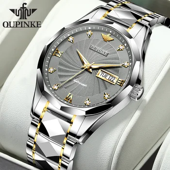 OUPINKE Япония движение автоматичен механичен часовник за мъже волфрам стомана каишка сапфир огледало бизнес рокля ръчен часовник мъже НОВО - Изображение 1  