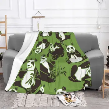 Panda карикатура аниме сладко одеяло мек плюшен шерп хвърлят одеяла за легла диван - Изображение 2  