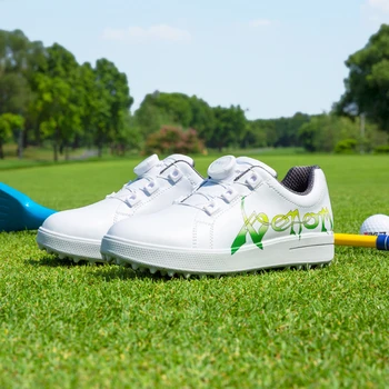 PGM Детски обувки за голф Копче за обувки Анти-странични хлъзгащи водоустойчив печат Момчета и момичета Спортни дишащи меки обувки - Изображение 1  