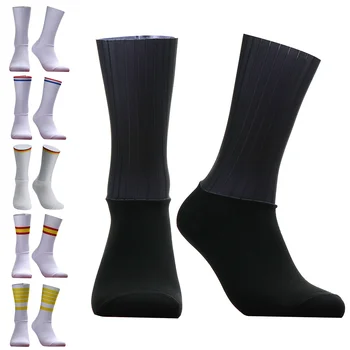 Pro Team Aero раирани чорапи за колоездене без хлъзгане безшевни силиконови спортни чорапи за пътни велосипеди - Изображение 1  