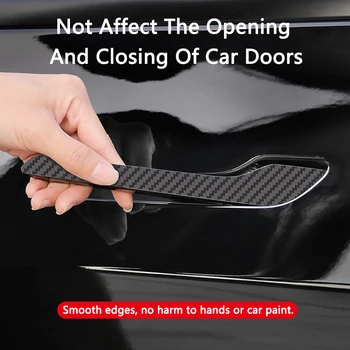 QHCP Стикер за дръжка на вратата на автомобила PVC защитна облицовка против надраскване 4Pcs за Tesla Модел 3 Y 2019-2022 Модел 3 2023 Екстериорен аксесоар - Изображение 2  