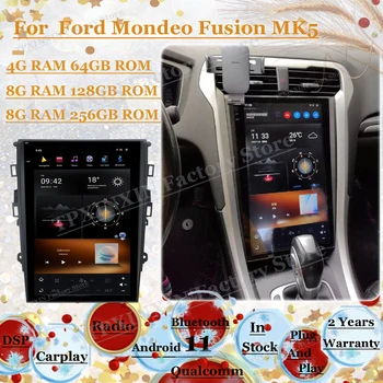 Qualcomm Android 11 мултимедийна стерео за Ford Mondeo Fusion MK5 2013 2014 2015 2016 2017 GPS навигация аудио плейър Head Unit - Изображение 1  