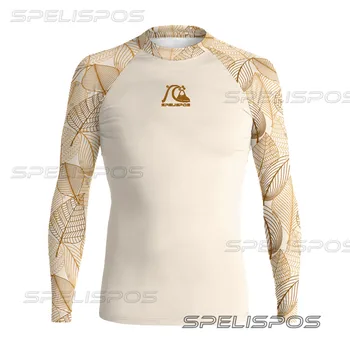 SPELISPOS Мъжки ризи за сърф Дълъг ръкав Тесни бански костюми UV защита Водни спортове Плуване Високоеластични водолазни върхове Бокс - Изображение 1  