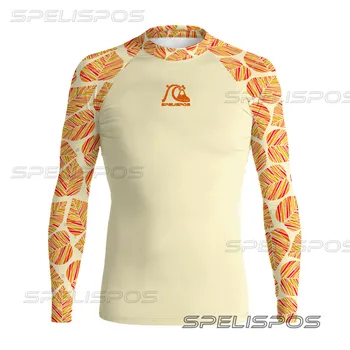 SPELISPOS Мъжки ризи за сърф Дълъг ръкав Тесни бански костюми UV защита Водни спортове Плуване Високоеластични водолазни върхове Бокс - Изображение 2  