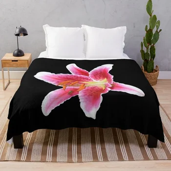 Stargazer лилия единично цвете с мейсън пчела Хвърли одеяло Меко голямо одеяло Декоративно одеяло за хвърляне - Изображение 1  
