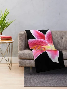 Stargazer лилия единично цвете с мейсън пчела Хвърли одеяло Меко голямо одеяло Декоративно одеяло за хвърляне - Изображение 2  