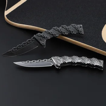 Steel Къмпинг Сгъваем нож Висока твърдост Мултифункционален инструмент за самозащита Джоб за пустиня Военни тактически ножове Лов и риболов - Изображение 2  